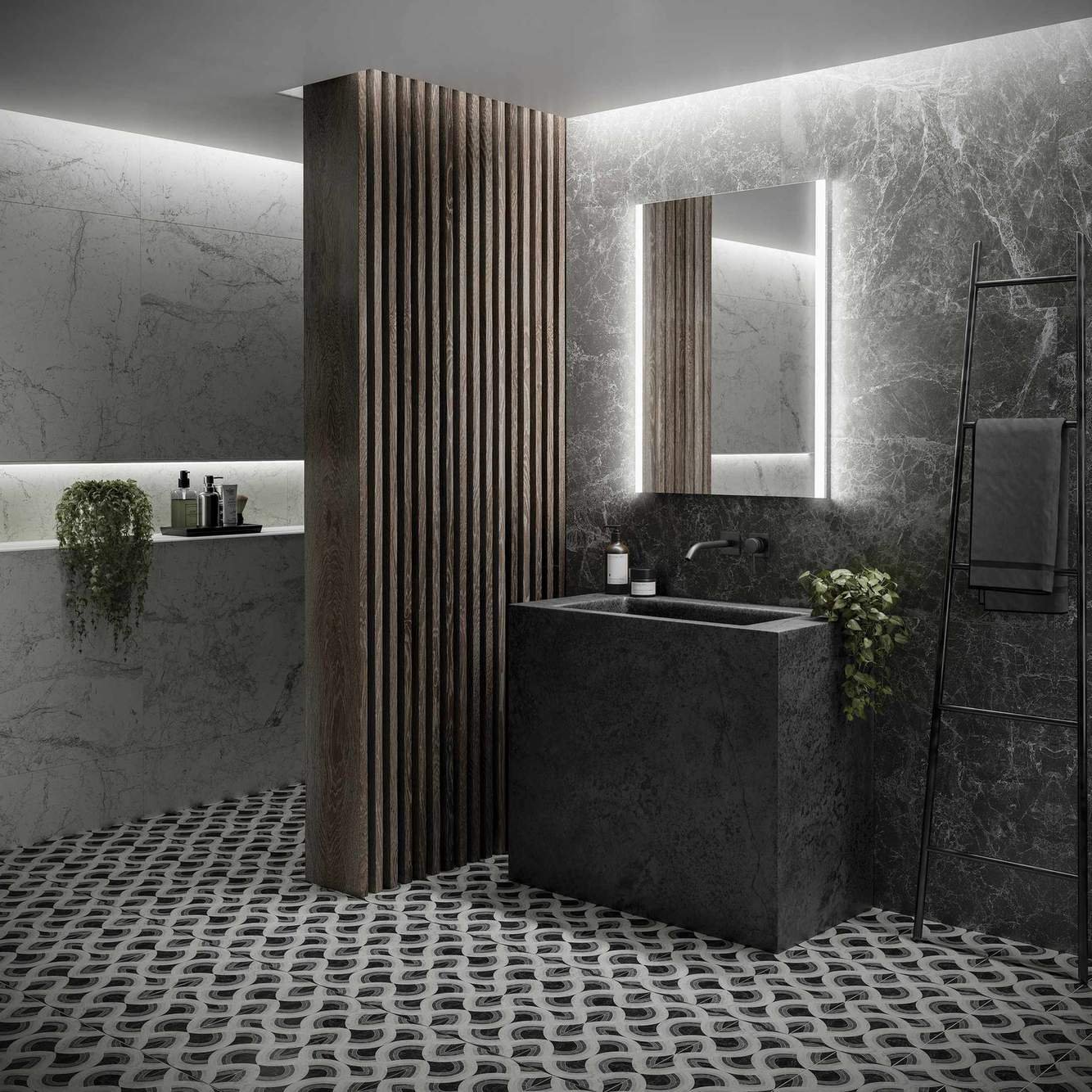 Planning bathroom lighting in dark bathroom