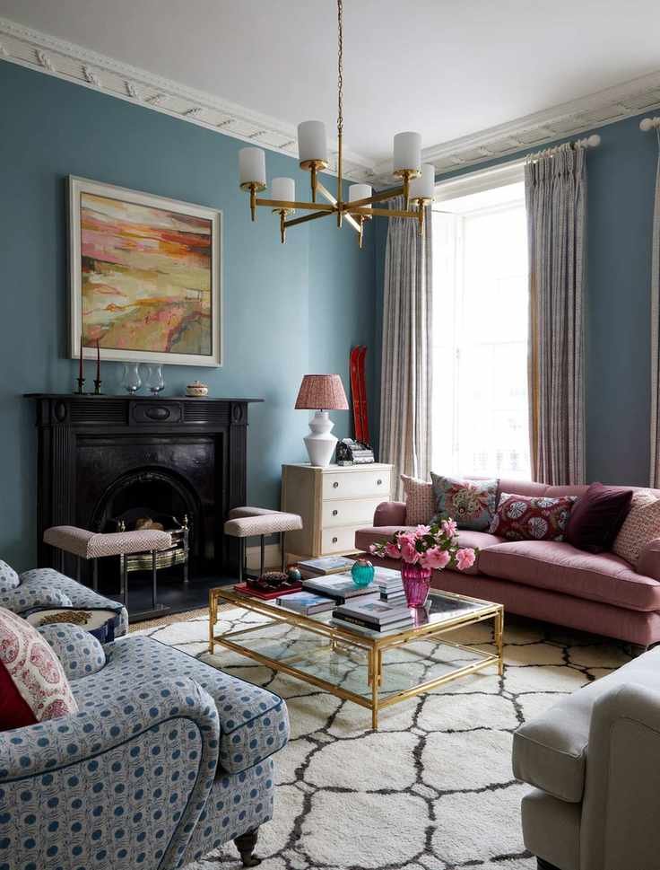 Dark blue living room